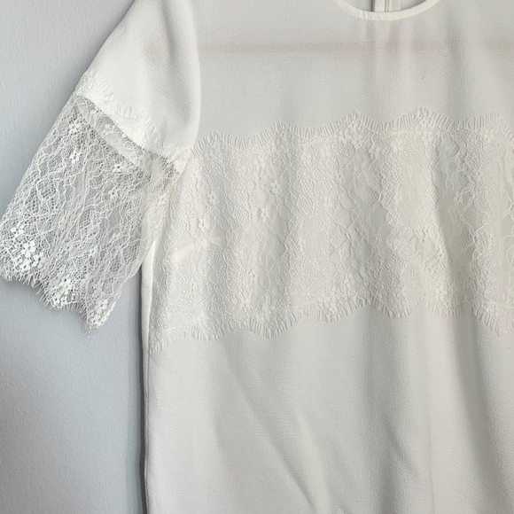 Zara White Top with Lace Trim and Sleeves - Picture 3 of 3